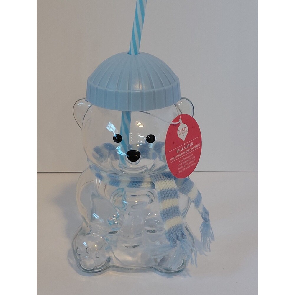 Aldi Merry Moments Figurine Glass Sipper Blue Bear